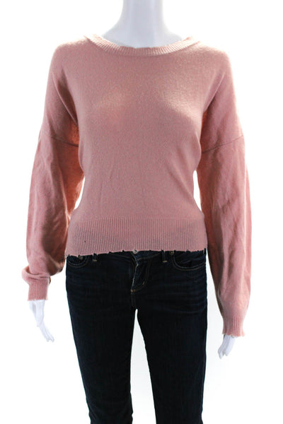 27 Miles Womens Cashmere Round Neck Long Sleeve Pullover Sweater Top Pink Size S