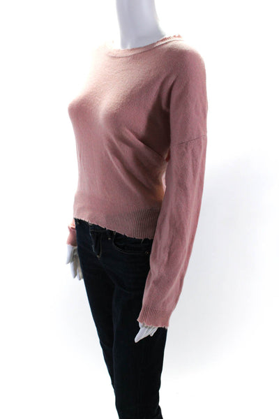 27 Miles Womens Cashmere Round Neck Long Sleeve Pullover Sweater Top Pink Size S