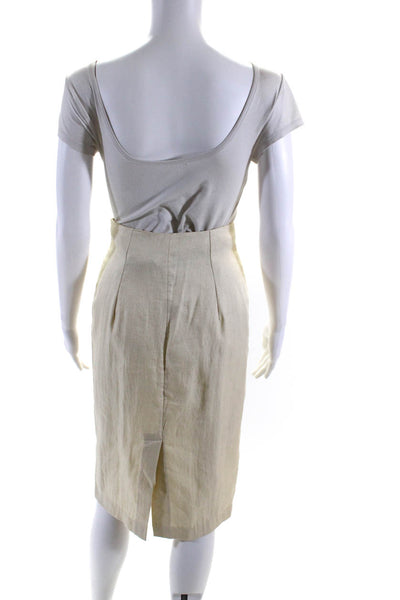 Theory Womens Back Slit Zipped Darted Straight Midi Skirt Yellow Size 0