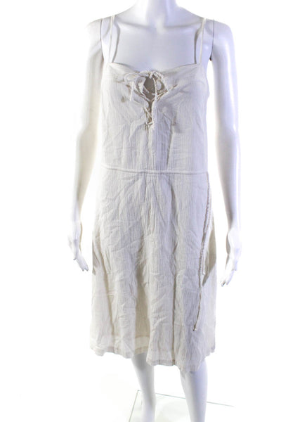 Mella Womens Cotton Textured Sweetheart Neck Knee Length Dress White Size P