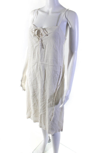 Mella Womens Cotton Textured Sweetheart Neck Knee Length Dress White Size P