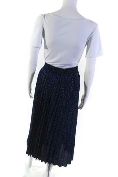 Tahari Womens Polka Dot Ruched Elastic Pleated A-Line Maxi Skirt Blue Size XL