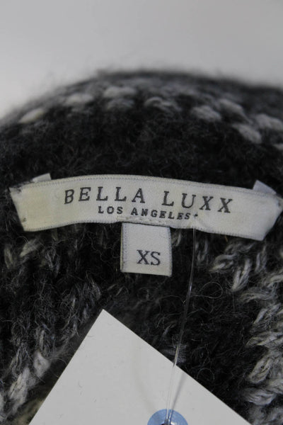 Bella Luxx Womens Chunky Knit Oversize Turtleneck Sweater Gray White Alpaca XS