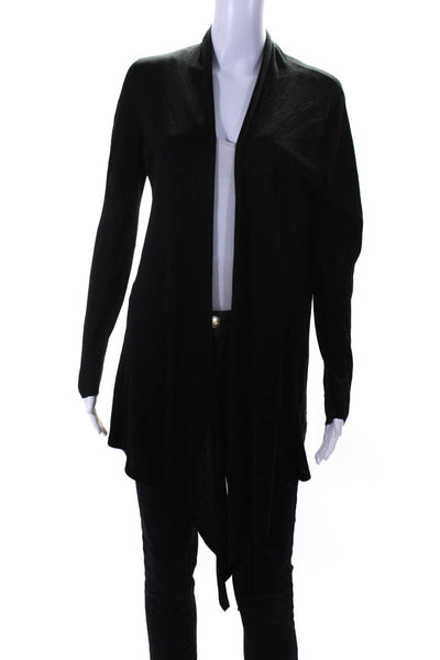 N Peal Womens Long Sleeve Open Front Cardigan Sweater Black Silk Size Medium