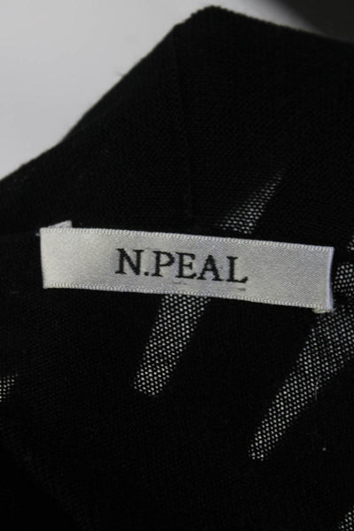 N Peal Womens Long Sleeve Open Front Cardigan Sweater Black Silk Size Medium