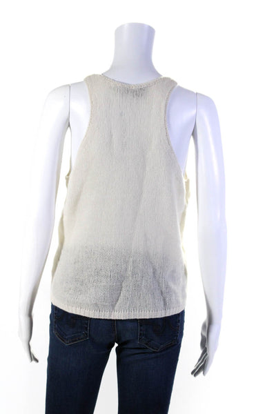 360 Cashmere Womens Ivory Cashmere Scoop Neck Sleeveless Tank Top Size S