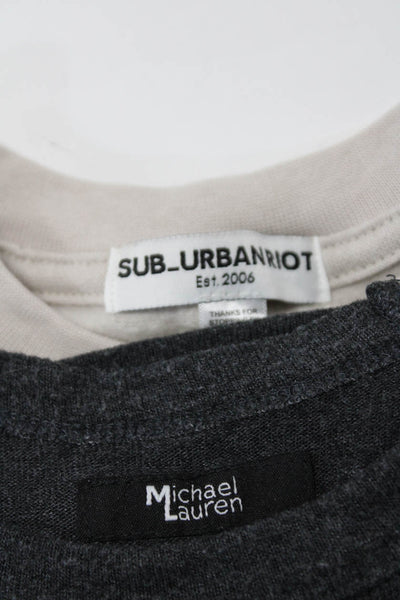 Michael Lauren Sub_UrbanRiot Womens Round Neck Long Sleeve Top Gray Size S 2
