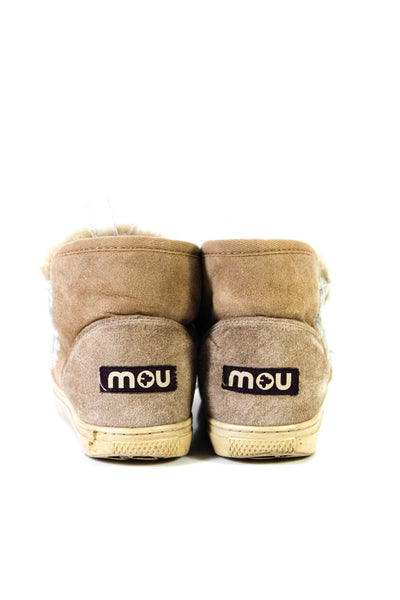 Mou Womens Suede Apron Toe Shearling Lined Mid-Top Comfort Boots Brown Size 5.5