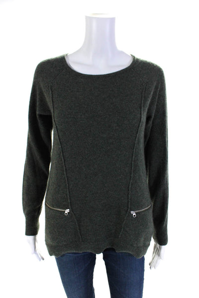 Cullen Womens Cashmere Long Sleeves Crew Neck Sweater Green Size Extra Small