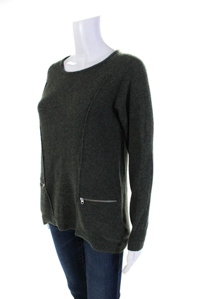 Cullen Womens Cashmere Long Sleeves Crew Neck Sweater Green Size Extra Small