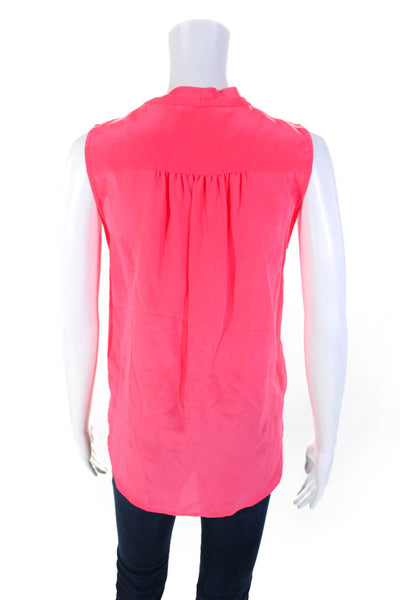 Trina Turk Women's Silk V-Neck Drape Sleeveless Blouse Bright Pink Size S