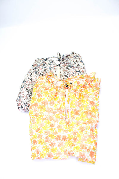1. State Women's Floral Print V Neck Ruffle Tops Orange Ivory Size XL Lot 2