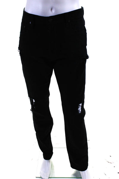 AG Adriano Goldschmied Men's Distressed Modern Slim Jeans Black Size 36