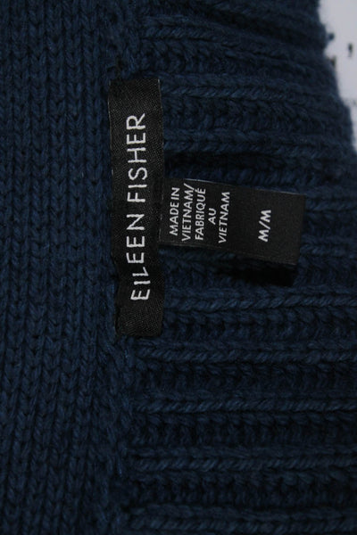 Eileen Fisher Womens Open Front Cardigan Sweater Blue Organic Cotton Size Medium