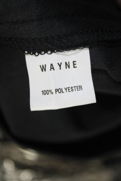 Wayne Womens Faux Leather Crinkled Sleeveless Asymmetrical Neck Top Black Size 4