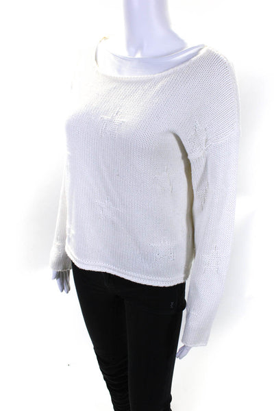 Rails Womens Cotton Blend Star Print Round Neck Pullover Sweater White Size S