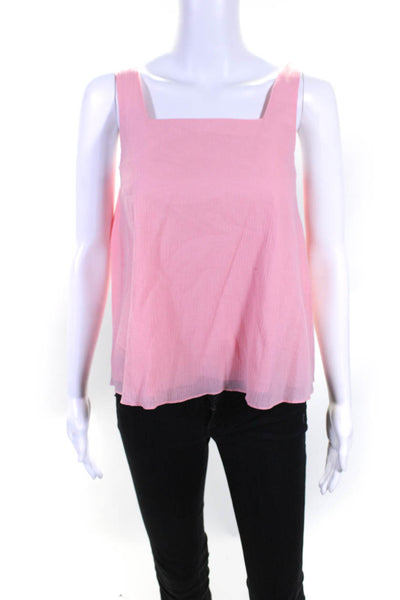 Club Monaco Womens Square Neck Plisse Bow Tank Top Blouse Pink Size Extra Small