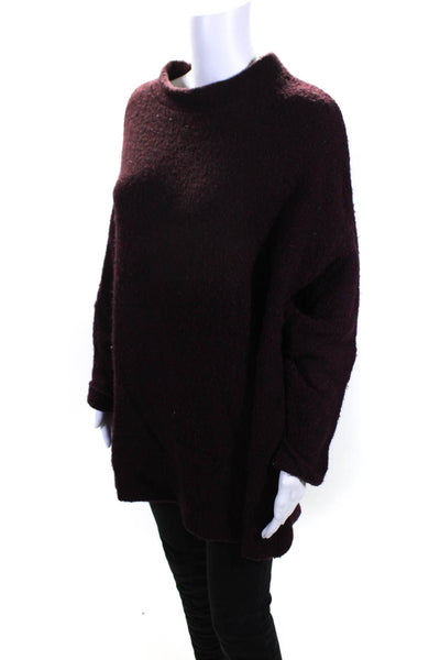 Free People Womens Mock Neck Oversize Pullover Sweater Burgundy Size XS/S