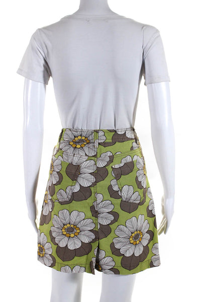 Boden Women's Cotton Floral Print Knee Length Mini Skirt Green Size 8
