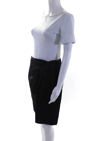 Nanette Lepore Womens Cotton Lined Draped Knee Length Pencil Skirt Black Size 8