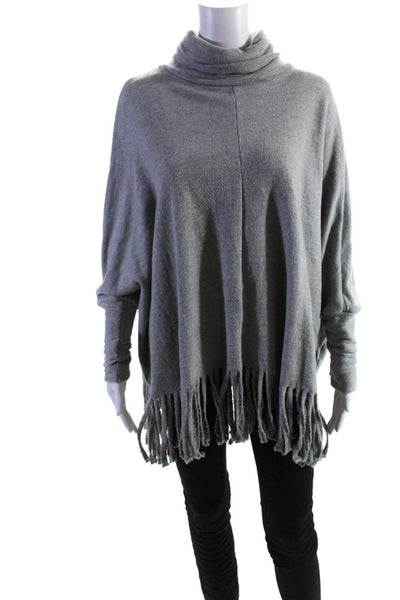 Sam & Lavi Womens Gray Textured Cotton Fringe Edge Cowl Neck Sweater Top Size XS