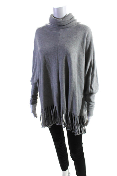 Sam & Lavi Womens Gray Textured Cotton Fringe Edge Cowl Neck Sweater Top Size XS