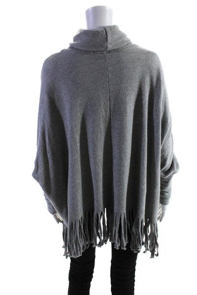 Sam & Lavi Womens Gray Textured Cotton Fringe Edge Cowl Neck Sweater Top Size XS