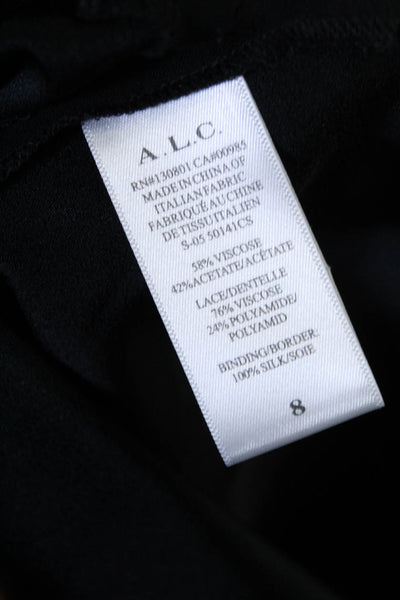 ALC Womens Black Lace Trim Cold Shoulder Short Sleeve Blouse Top Size 8