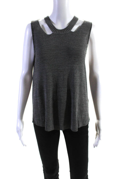 Jonathan Simkhai Womens Gray Crew Neck Cold Shoulder Sleeveless Tank Top Size S