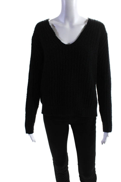 Parrish Womens Black Wool Scoop Neck Long Sleeve Pullover Sweater Top Size M