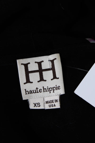 Haute Hippie Women's Scoop Neck Sleeveless Sheer Back Blouse Black Size XS