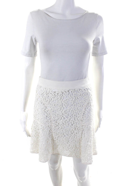 Rebecca Taylor Women's Zip Closure Flare Mini Skirt White Size 0