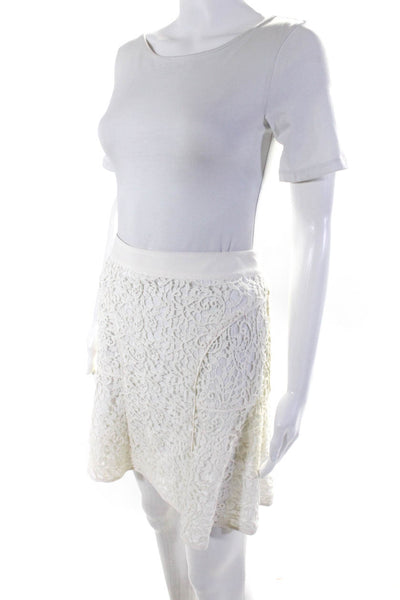 Rebecca Taylor Women's Zip Closure Flare Mini Skirt White Size 0