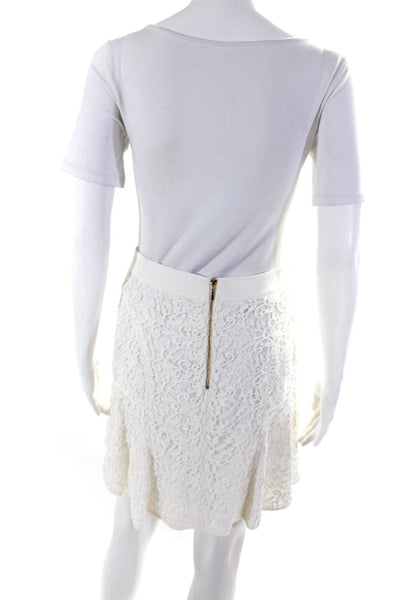 Rebecca Taylor Women's Zip Closure Flare Mini Skirt White Size 0