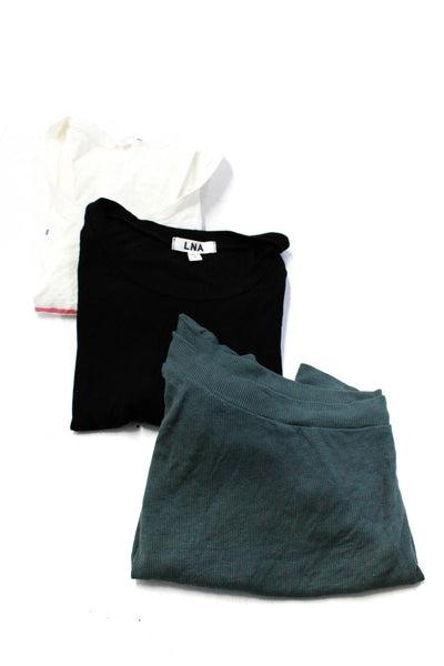 Sundry LNA Womens Ribbed Knit Tee Shirts Tank Tops White Gray 2 Medium Lot 3