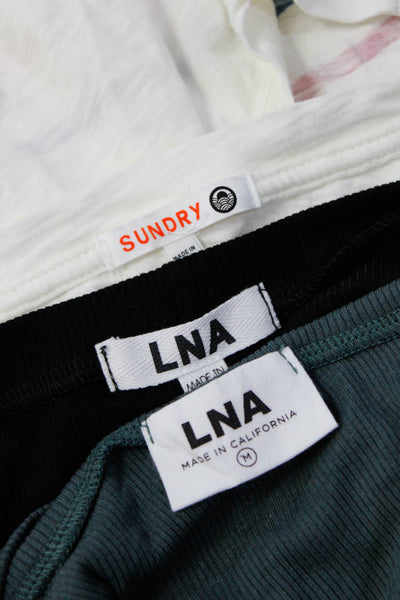 Sundry LNA Womens Ribbed Knit Tee Shirts Tank Tops White Gray 2 Medium Lot 3