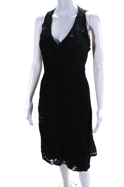 Nanette Lepore Womens Cotton Layered Zipped Sleeveless Maxi Dress Black Size 12