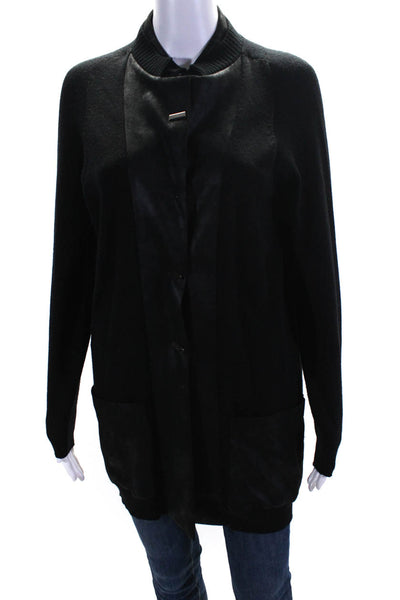 D Exterior Womens Button Down Cardigan Sweater Black Wool Size Small