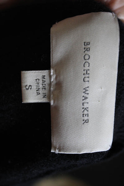 Brochu Walker Womens Cashmere eCrew Neck Zipper Sides Sweater Black Size Small