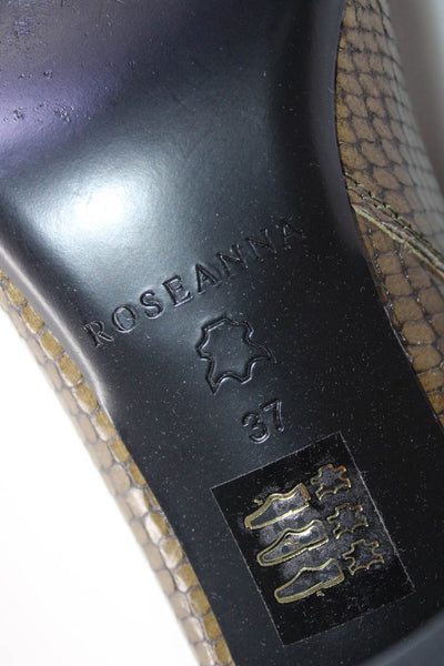 Rosanna Womens Side Zip Block Heel Snake Embossed Booties Brown Leather Size 37