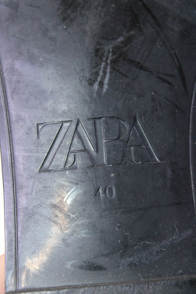 Zara Trafaluc Womens Twist Pony Hair Spotted Bow Slide Sandals Brown Size 40