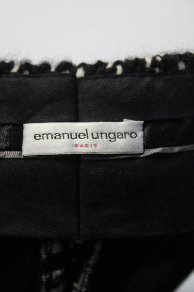 Emanuel Ungaro Womens High Rise Cuffed Wide Leg Knit Pants Black White IT 40