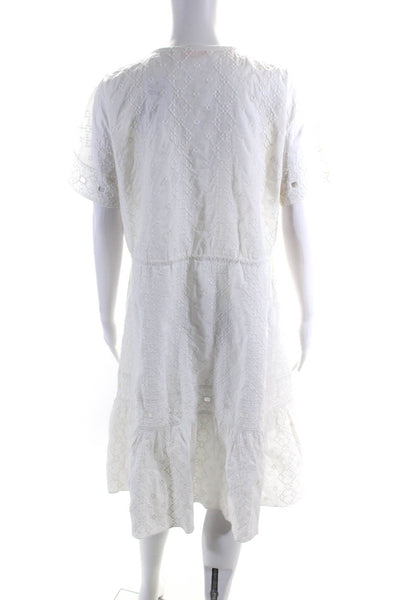 See by Chloe Womens Cotton Embroidered Short Sleeve Dress White Size 40