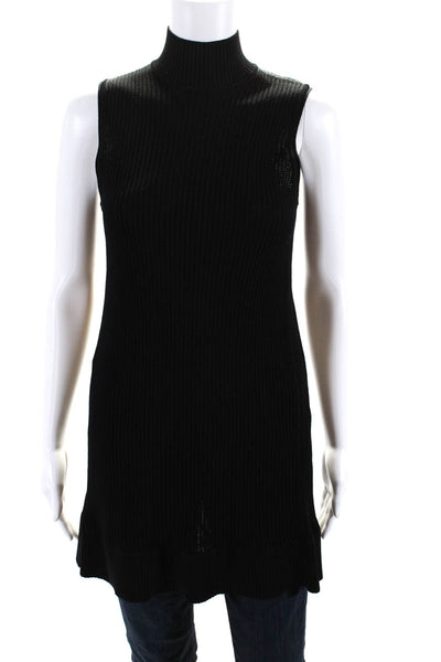 W by Worth Womens Tight-Knit Sleeveless Open Back Mock Neck Blouse Black Size XS