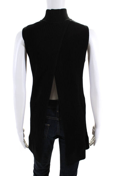 W by Worth Womens Tight-Knit Sleeveless Open Back Mock Neck Blouse Black Size XS