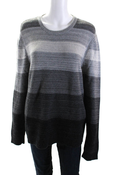 Rag & Bone Womens Wool Stripe Colorblock Long Sleeve Texture Sweater Gray Size L