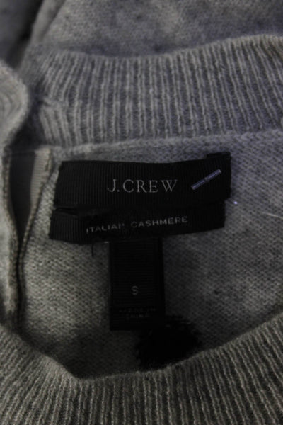 J Crew Womens Cashmere Knit Polka Dot Print Crewneck Sweater Heather Gray Size S