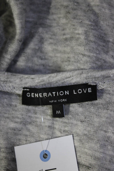 Generation Love Womens Scoop Neck Pleated Snakeskin Print Top Gray Size Medium