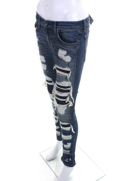 Rag & Bone Jean Womens High Rise Distressed Dre Slim Jeans Blue Size 26