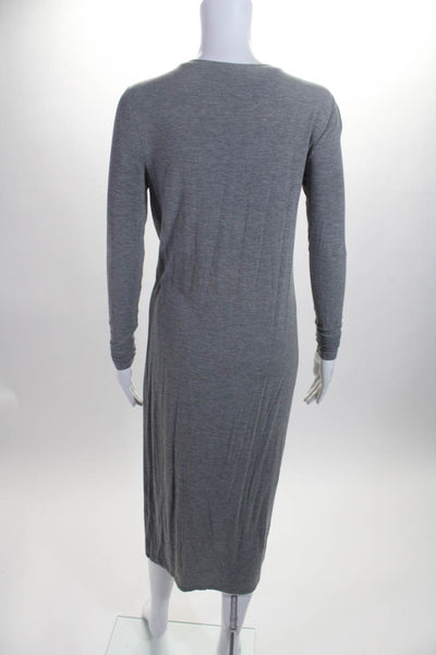 BCBG Max Azria Womens Twist Knot Front Slit Shirt Dress Gray Size Extra Small
